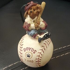 Boyds Baseball Bear Ornament - Cream and Brown